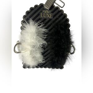 Capelli New York LUXE Gatsby Flapper Feather Black and White Hair Clips NEW!